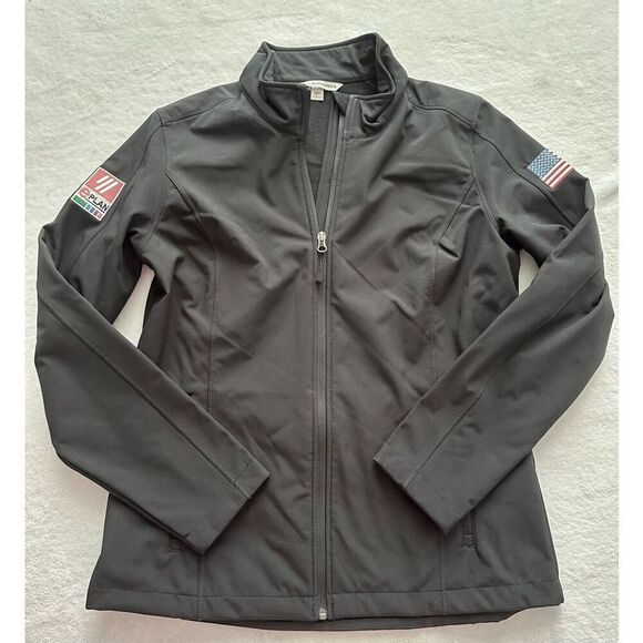 Port authority women’s black jacket with flag and logo patch size L - Picture 3 of 4